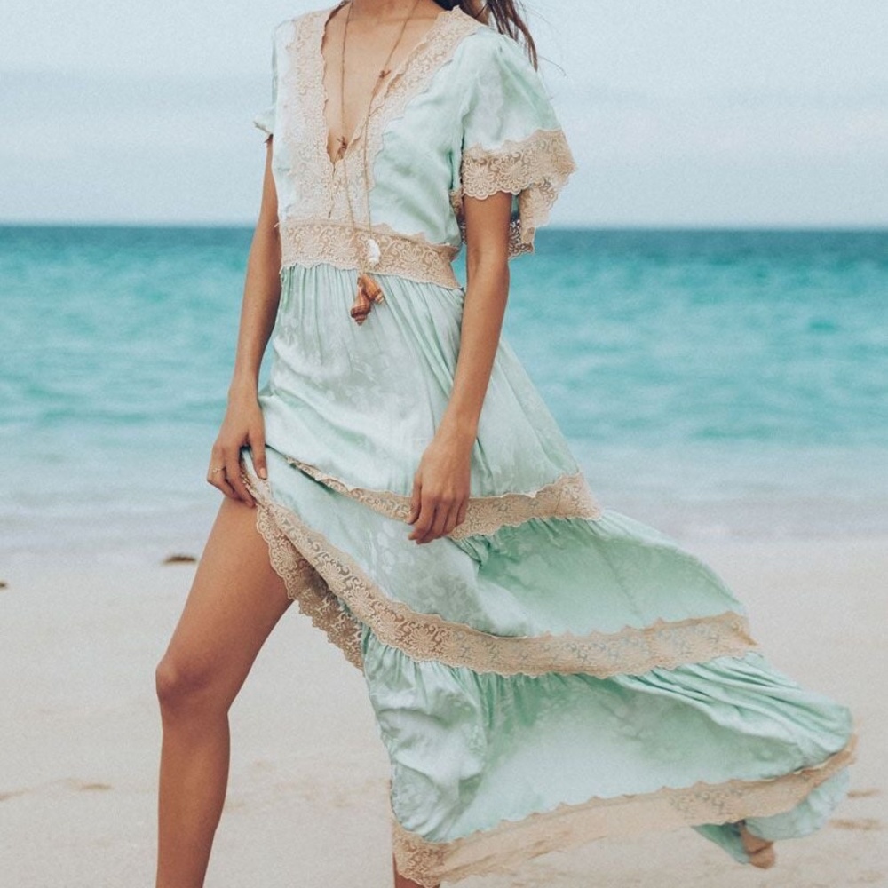 SPELL OCEAN SEAFOAM GOWN